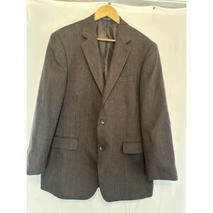 Stafford Signature Classic Mens 42R Herringbone Sport Coat Blazer Brown Wool